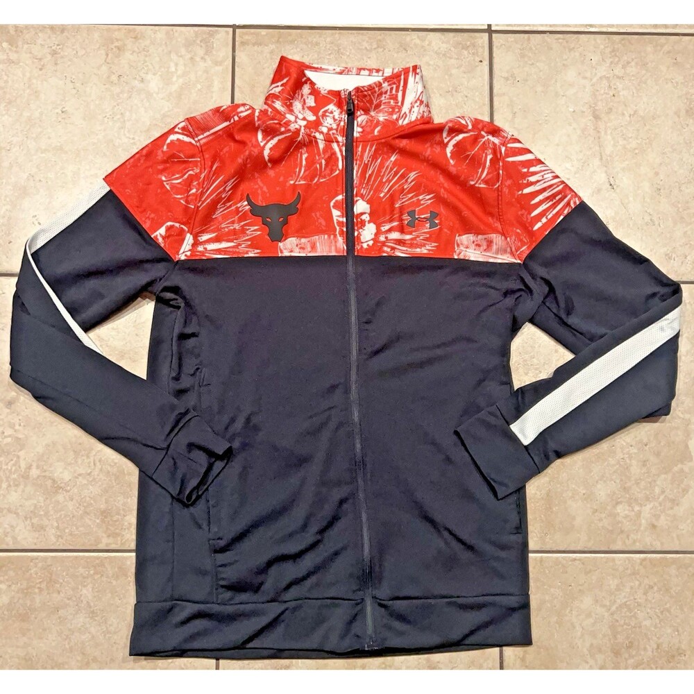 Under Armour Jacket Mens M Black Project Rock Aloha Camo Fitted Workout Track